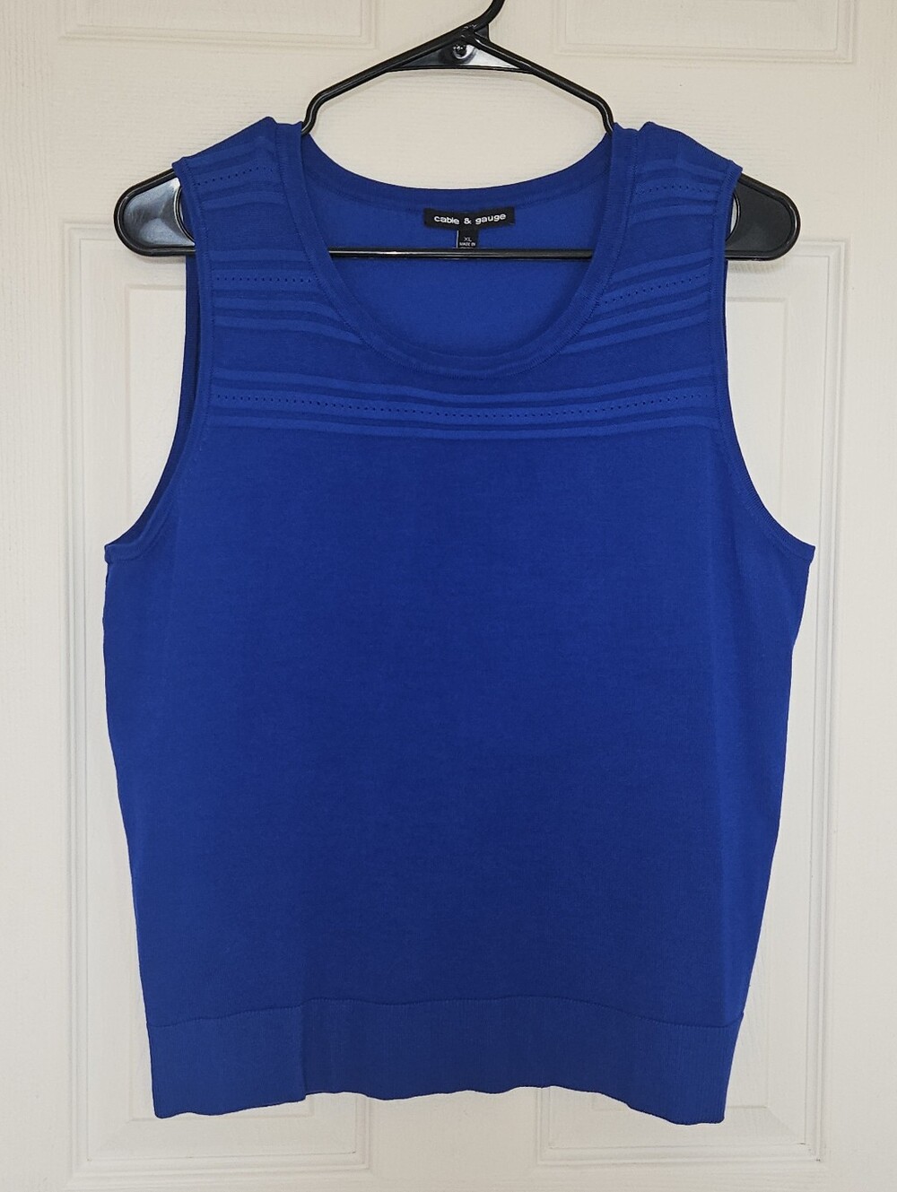 Cable & Gauge Sleeveless Knit Tank in Cobalt Blue